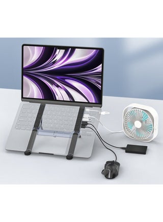 Adjustable Laptop Stand with USB 3.0 Hub, Foldable & Portable Laptop Riser, Lightweight Aluminum Alloy Laptop Holder,Ergonomic Design for MacBook Pro/Air, Dell, HP